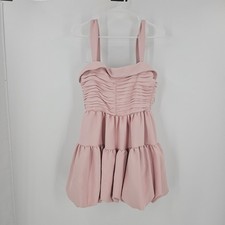 Zara Draped Balloon Mini Dress Pink Ruched Bubble Hem Babydoll Cocktail NWT Sz M
