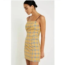 Urban Outfitters Yellow Checkered Mini Dress Womens XS