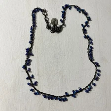 Zad Shades of Blue Necklace Delicate Dainty Chain 16"