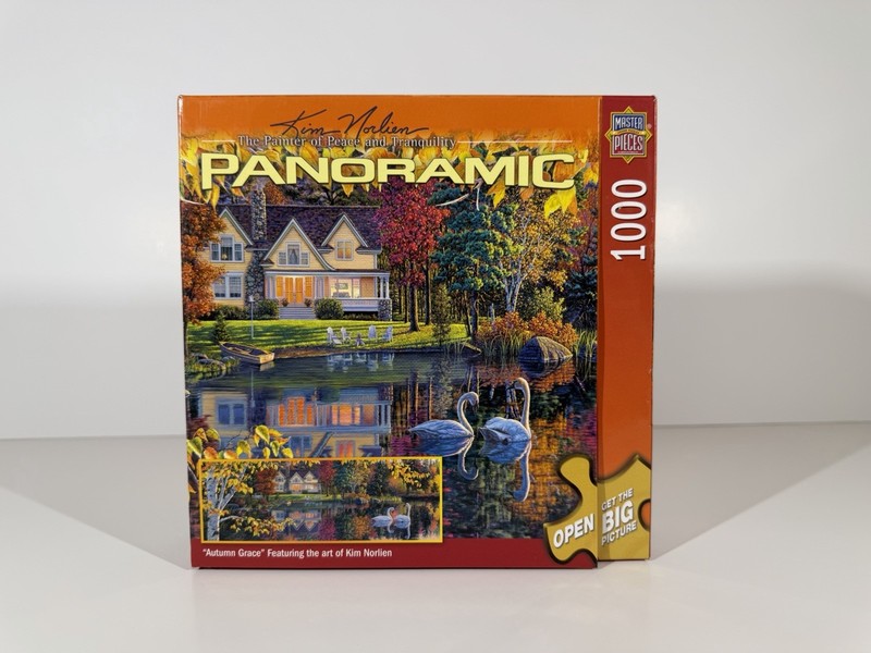 Panoramic Kim Norlien Autumn Grace 1000pc MasterPieces 39x13" Puzzle Fall Swan