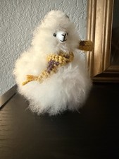 5 Miniature Figurine Genuine White Alpaca Llama Wool Fur Peru