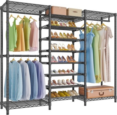 S3 Heavy Duty Garment Rack Freestanding Clothes Rack Closet Storage Organizer