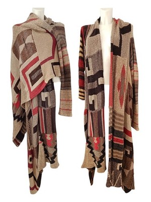 Ralph Lauren Southwestern Handknit Beige Poncho Strickjacke Vintage RRL Western ML
