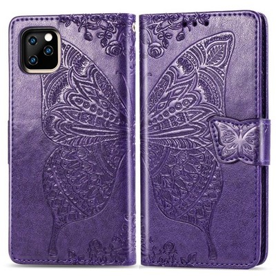 Für iPhone 11 Butterfly Love Flowers Ledertasche waagerecht klappbar gof