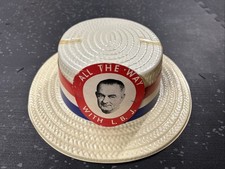 Vintage 1964 Lyndon B. Johnson All The Way With LBJ Plastic Boater Campaign Hat