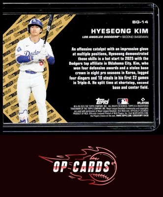 Hyeseong Kim 2025 Topps Update #BG-14 Topps Black Gold , Free