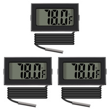 3Pcs Black Digital LCD Thermometer Temperature Monitor with External Probe...