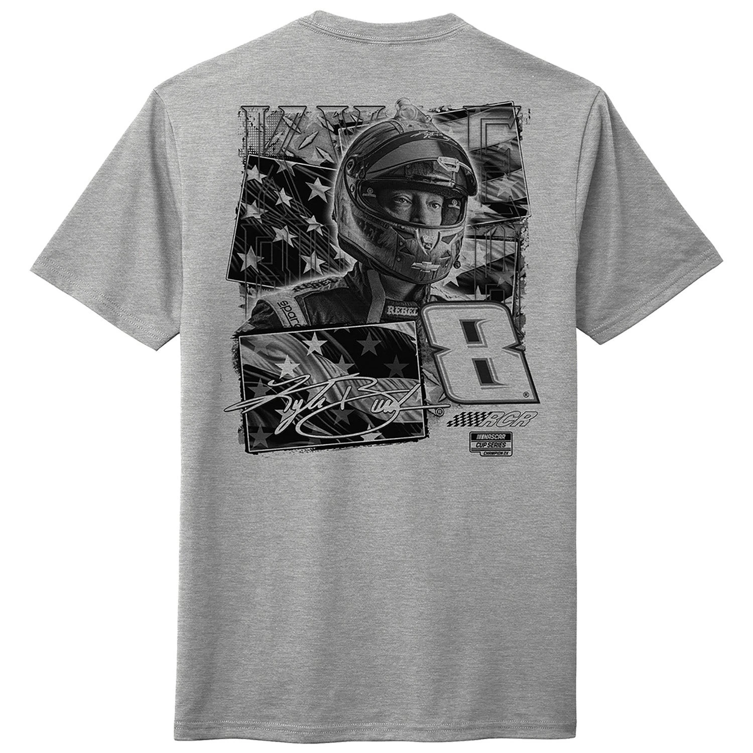Kyle Busch 2026 Heather Gray Flag Double Sided T-Shirt