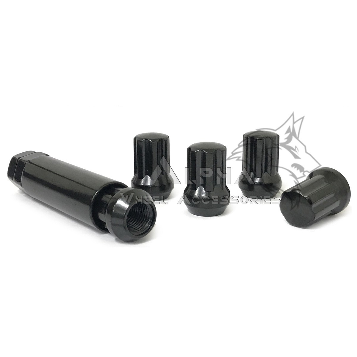 20 Black Spline Drive Lug Nuts - M14x1.5 Thread, 2" Tall, 60° Cone Seat For Dodge Charger/Challenger