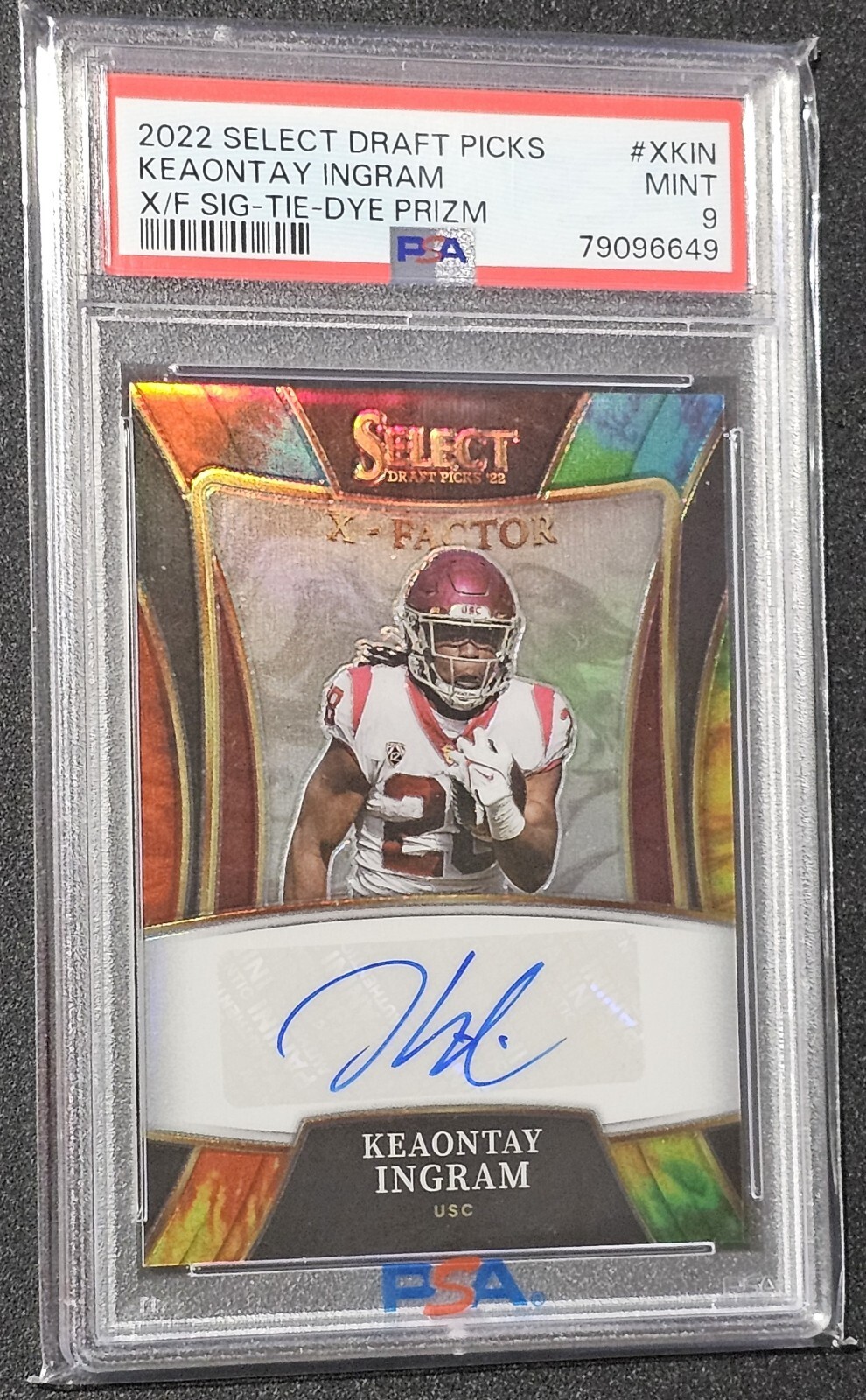 Keaontay Ingram Panini Select Draft Picks X-Factor Signatures #XKIN Tie-Dye Prizm