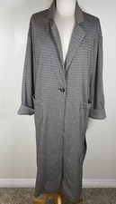 Sanctuary Womens Black Tan Knit Plaid Notch Lapel Long Sleeve Long Overcoat Sz M