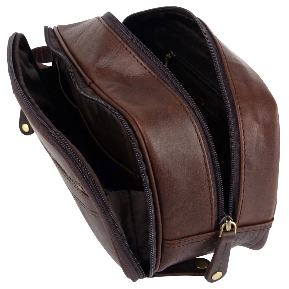 Rowallan of Scotland Mens Compact Leather WashBag Toiletries - Image 4 of 4