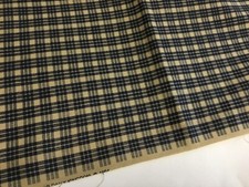 Daisy Kingdom Plaid Fabric Cotton Past Presents Blue Dark Tan 35x44