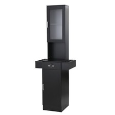 Salon Station Barber Beauty Spa Storage Equipment W/Glass Door,Shelves Cabinet
