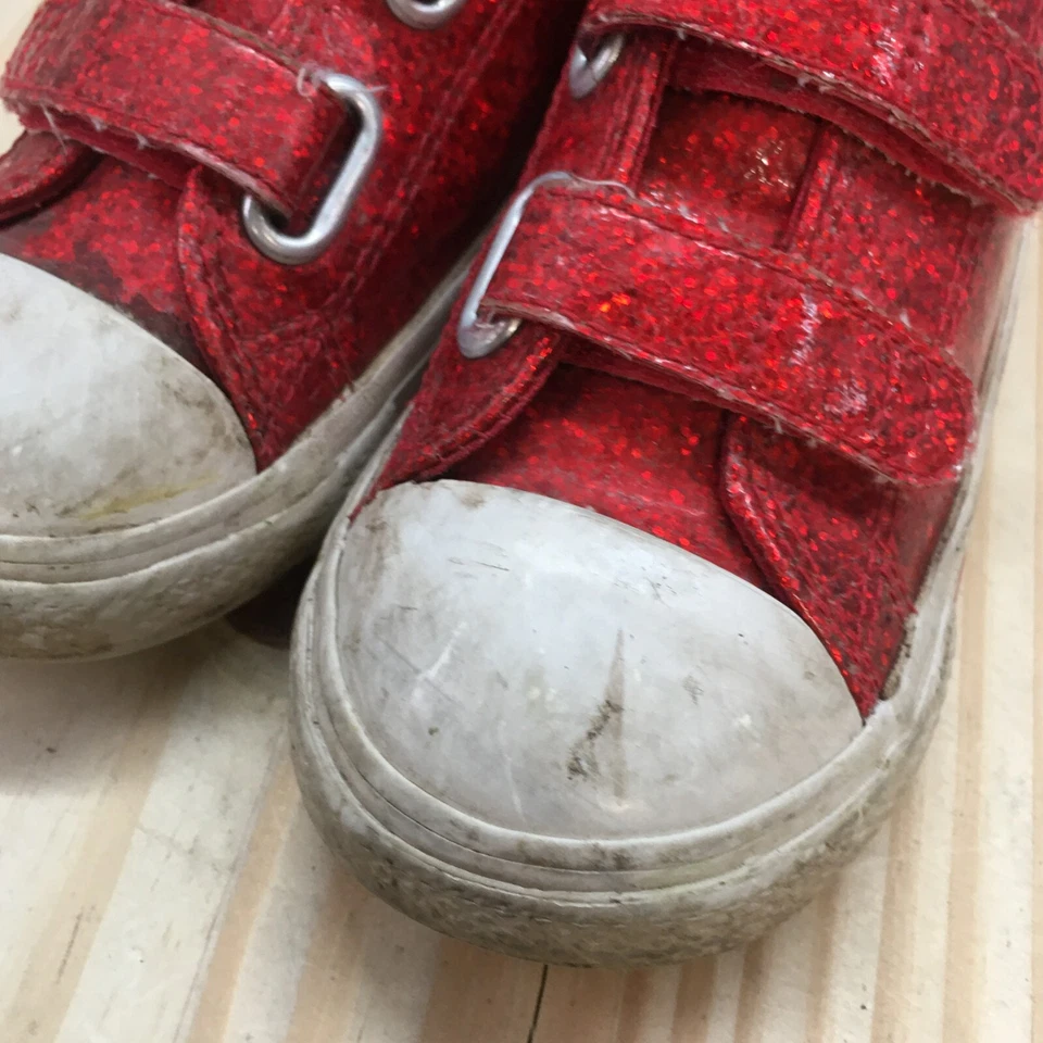 Converse Shoes Toddler 10 Chuck Taylor All Star Sneakers Red Glitter 762345C - Image 4 of 4