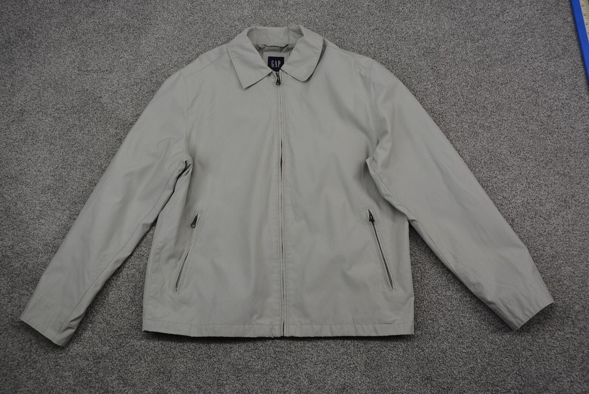 Gap Zip Up Jacket With Pockets Mens Large Light Gray | eBay