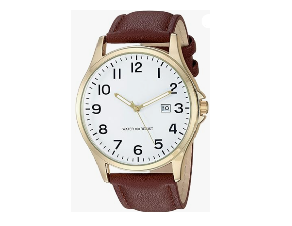 Amazon Essentials Men's Easy to Read Strap Watch