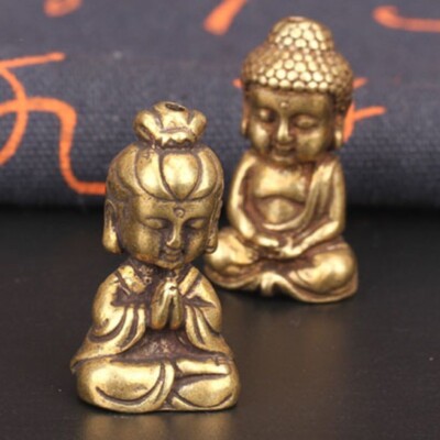 Pure Brass Guan Yin Buddha Statue Tea Pet Ornament Buddha Figurine Miniature