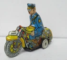 Vintage Marx CK165 Tin Litho Wind-Up Police Motorcycle - Working - No Key
