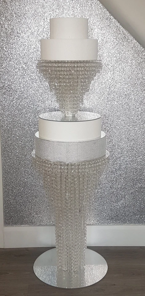 Crystal wedding cake table. cake stand, chandelier style Table - TALL FLOOR - Image 2 of 4