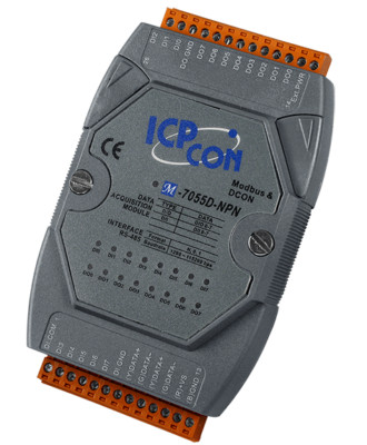 ICP CON M-7055D-NPN - 8 Kanal isolierter digitaler Eingang/Ausgang DCON + MODBUS