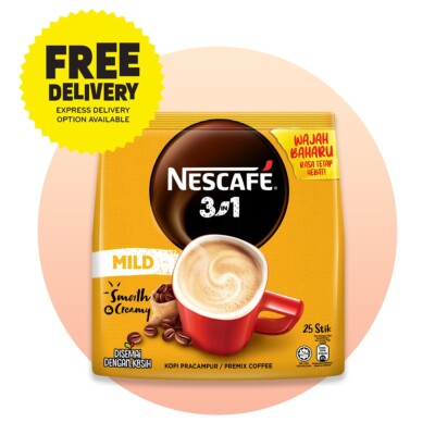 1 X NESCAFE 3 in 1 Blend & Brew MILD Instant Premix Coffee 25 Sticks Sachets
