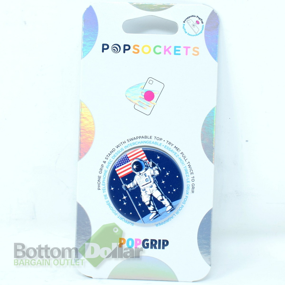 PopSockets 803557 PopGrip Phone Grip Stand with Swappable Top Man on the  Moon