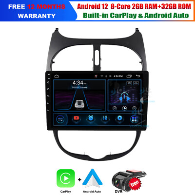 9'' Für Peugeot 206 1998-2012 CarPlay Autoradio GPS Navigation Android Auto DAB+