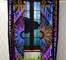 Indian Tie Dye Mandala Boho Curtain Cotton Hippie Tapestry Decor Window Curtain