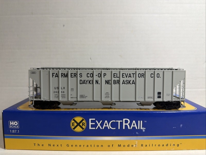 Ho Scale Exactrail Farmers Co-Op Daykin Nebraska USLX Evans 4480 Covered Hopper