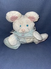 Puffalumps Mouse Rattle 1988 Stuffed Plush Doll Toy Baby Fisher Price Vtg White