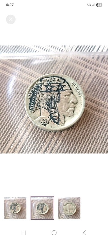Vintage Original Hobo Nickel 1937 Native American Profile