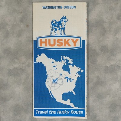 1975 HUSKY Washington Oregon Road Map by Rand McNally Travel the Husky Route