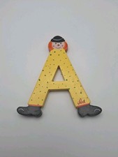 Vtg. Sevi Hand Painted Wooden Alphabet Letter 3 to 4  Clown Child Baby Decor  A"