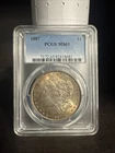1887 Morgan Silver Dollar PCGS MS65 – Gorgeous Gold & Rainbow TONING! GEM BU $1