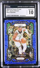 2023-24 Panini Prizm #31 Jaylen Brown Blue Sparkle /144 Celtics CGC 10 Gem Mint