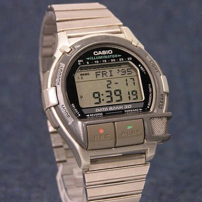 [Selten] 90s CASIO DB-V300 ''Easy Rec'' VOICE RECORDER Databank Watch - Rare Japan