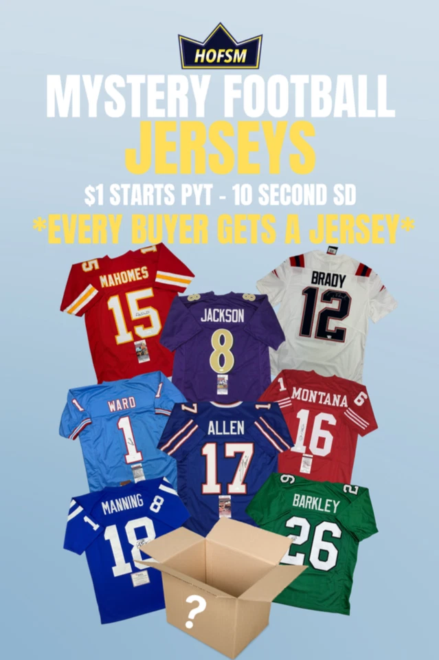 EVERY BUYER GETS A JERSEY - $1 SD - PYT FOOTBALL SIGNED MYSTERY BOX BREAK