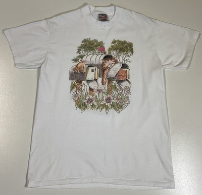 Vintage Cat In Mailbox T Shirt Sz M Glitter Grandma Art Cottagecore Cute 90s
