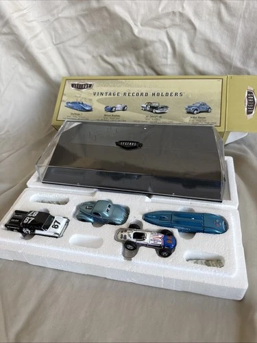 Hot Wheels Legends 1997 Vintage Record Holders 4 Car Set w/ Display Case NIB