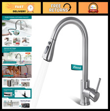 Pull Down Kitchen Faucet with 3 Spray Modes, 360 Swivel, Brushed Nickel Finish