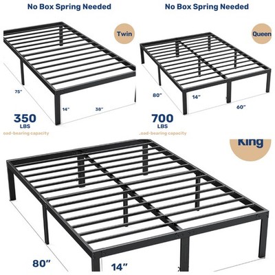 iPowerTwin Queen King Heavy Duty Platform Bed Frame with Strong Metal Foundation