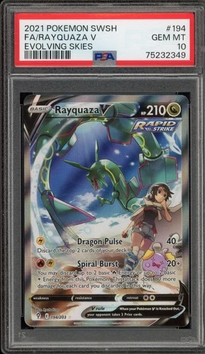 Pokemon Rayquaza V Evolving Skies Full Alt Art #194 PSA 10 Gem Mint
