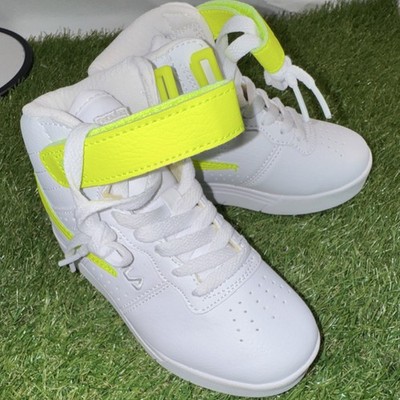 Fila White Yellow High Top Sneaker Unisex Kids Lace-Up Strap US 12 3FM01121-13