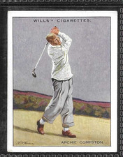WILLS CARD:  FAMOUS GOLFERS.   - ARCHIE COMPTON    1930