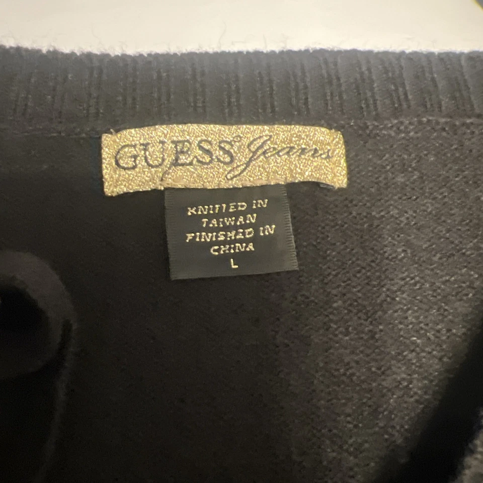 Guess Women’s Off The Shoulder Sweater Top Size L Black Color - Image 4 of 4