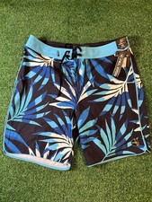 MENS O'NEILL LEAF PRINT BLUE SWIM BOARD SHORTS SIZE 32