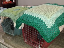 Set of 2 Handmade Crochet Pet Blankets Cat Tree Carrier Bedding Dog Crate Liners
