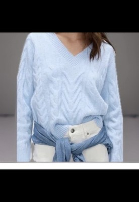  Marks & Spencer Womens Ice Blue V-Neck Long sleeved Jumper  size M 