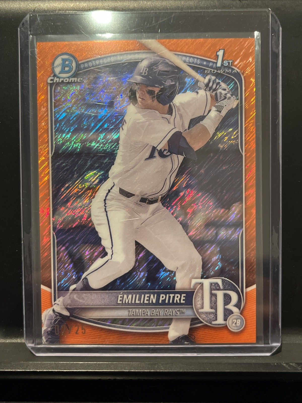 2025 Bowman Chrome Prospects EMILIEN PITRE 1st Orange Shimmer /25 #BCP-83